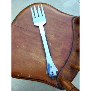 Vintage VERNCO Mid Century Modern BBQ Stainless Wood Grill Fork Japan 16 Inches